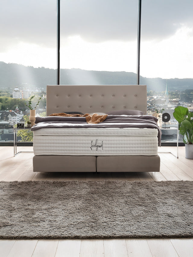 Velours Boxspringbett Taupe MILANO