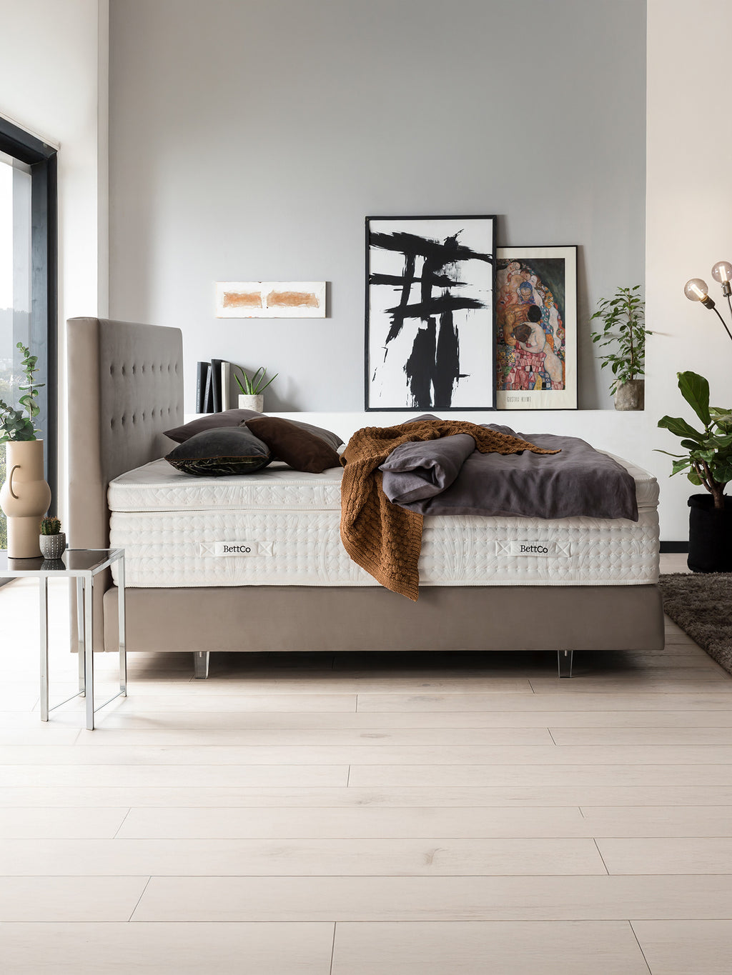 Velours Boxspringbett Taupe MILANO