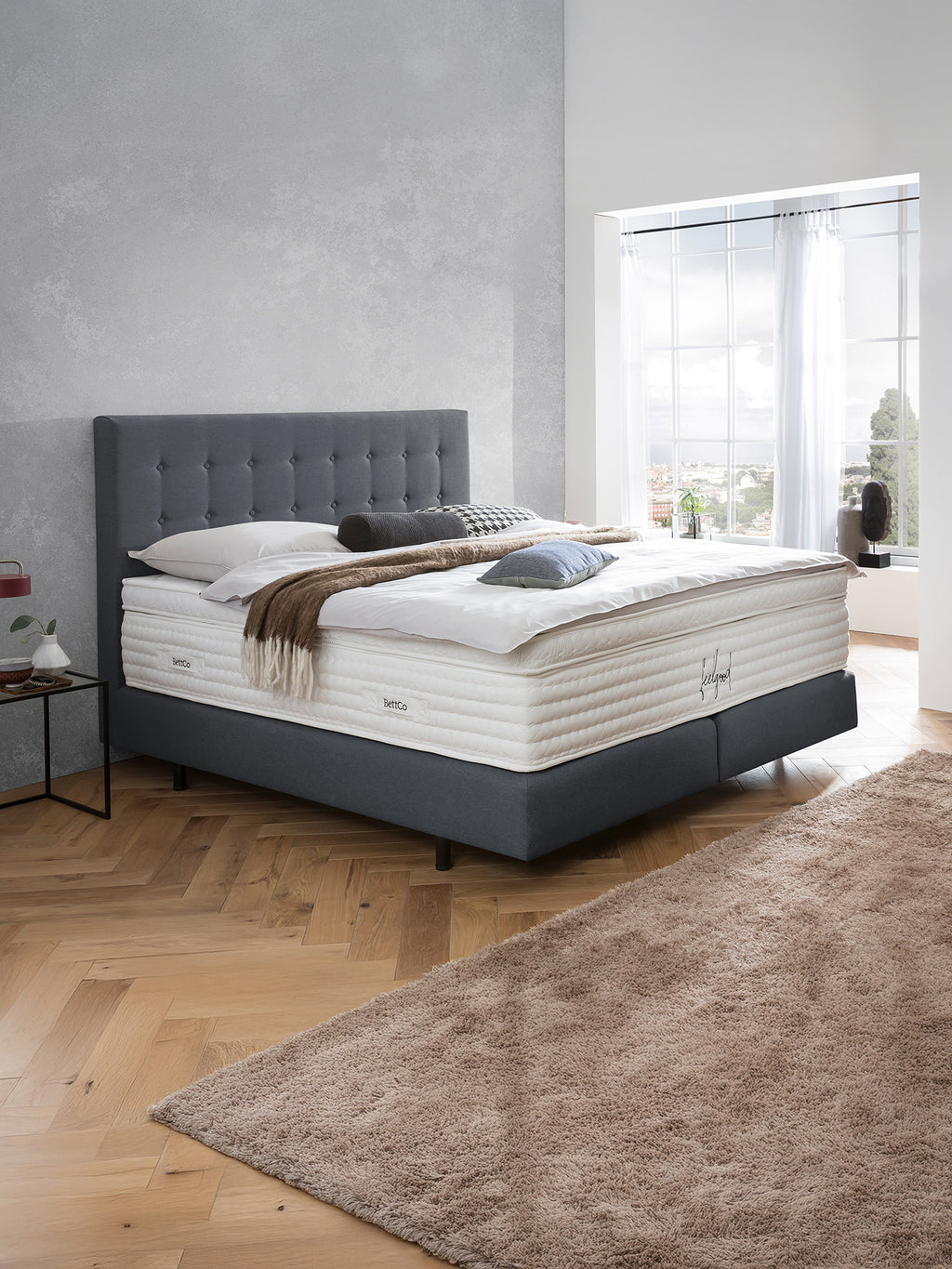 Webstoff Boxspringbett Anthrazit MILANO