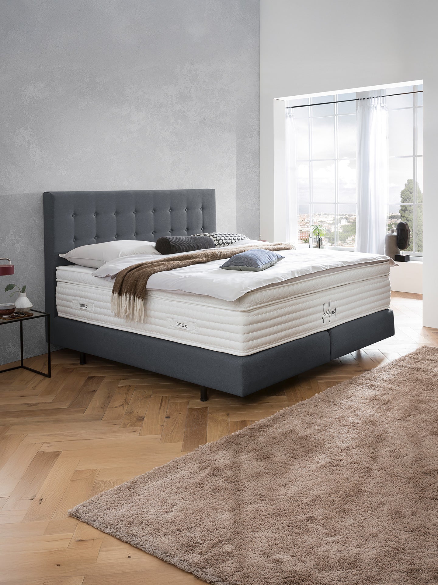 Webstoff Boxspringbett Anthrazit MILANO