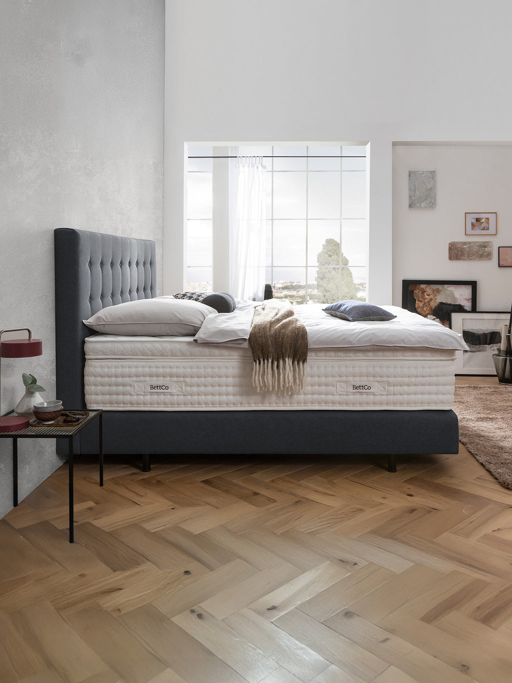 Webstoff Boxspringbett Anthrazit MILANO