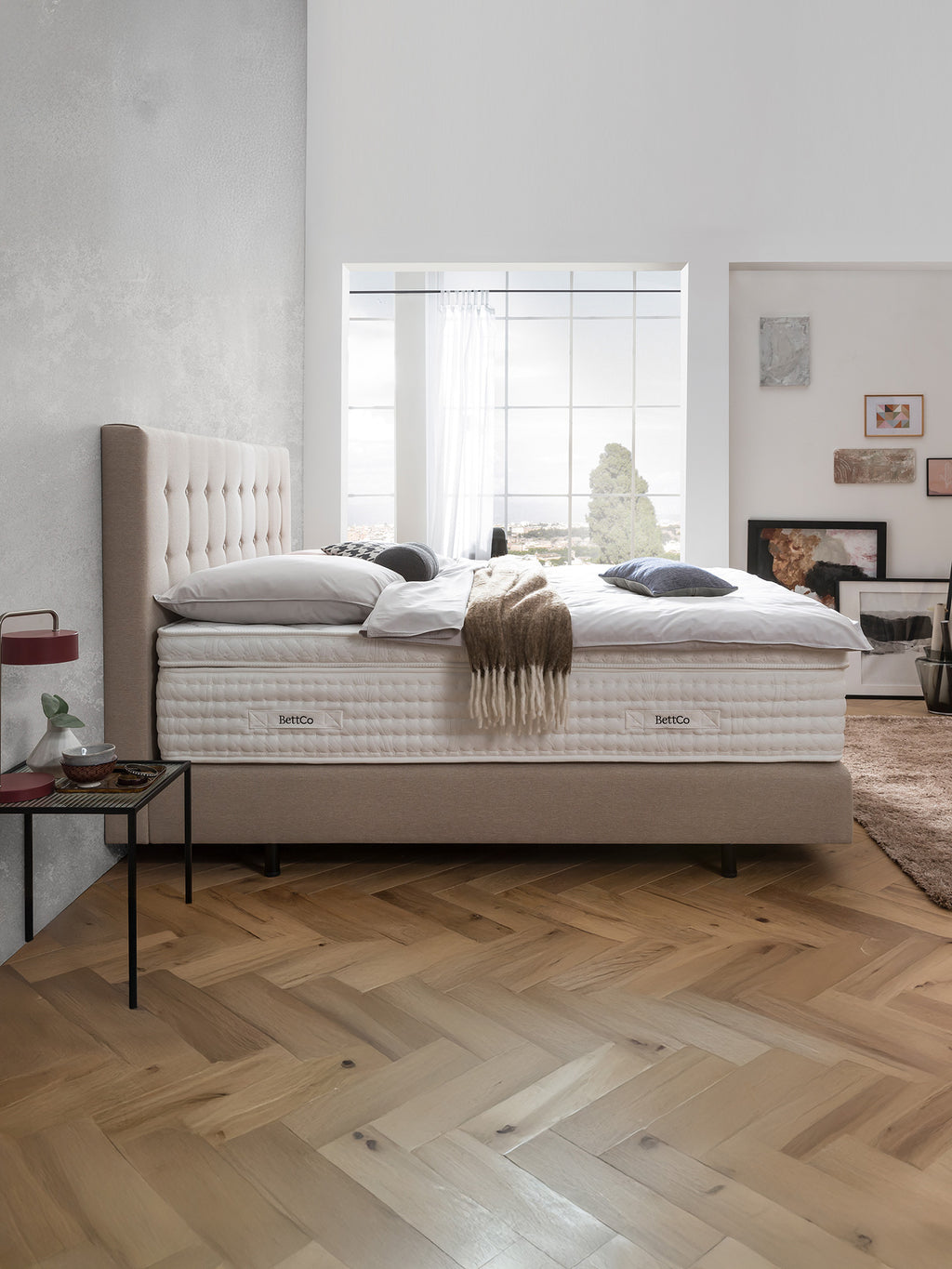 Webstoff Boxspringbett Beige MILANO