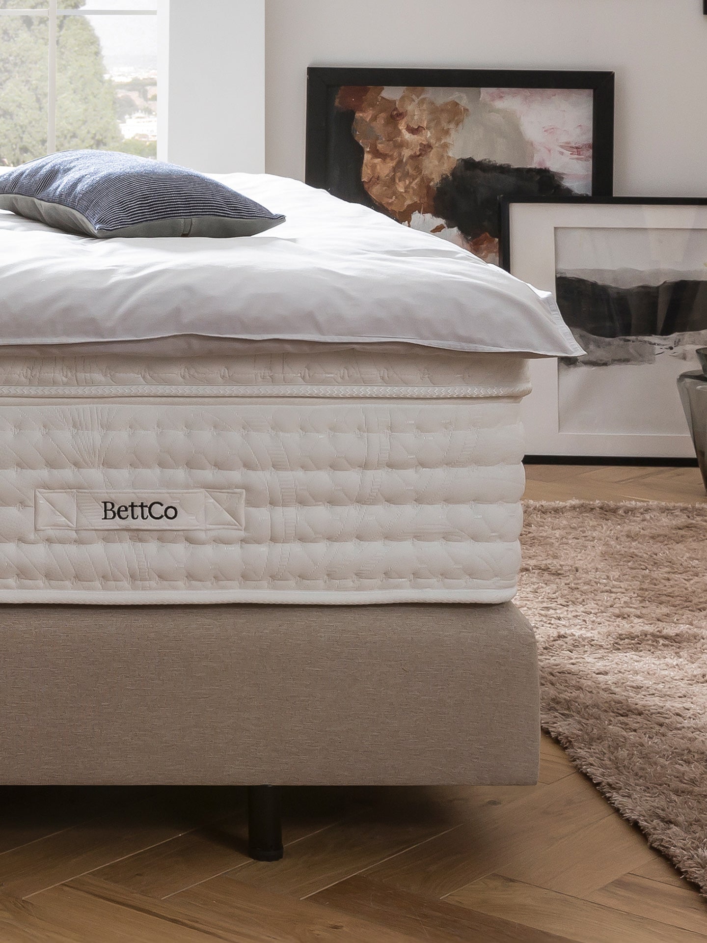 Webstoff Boxspringbett Beige MILANO
