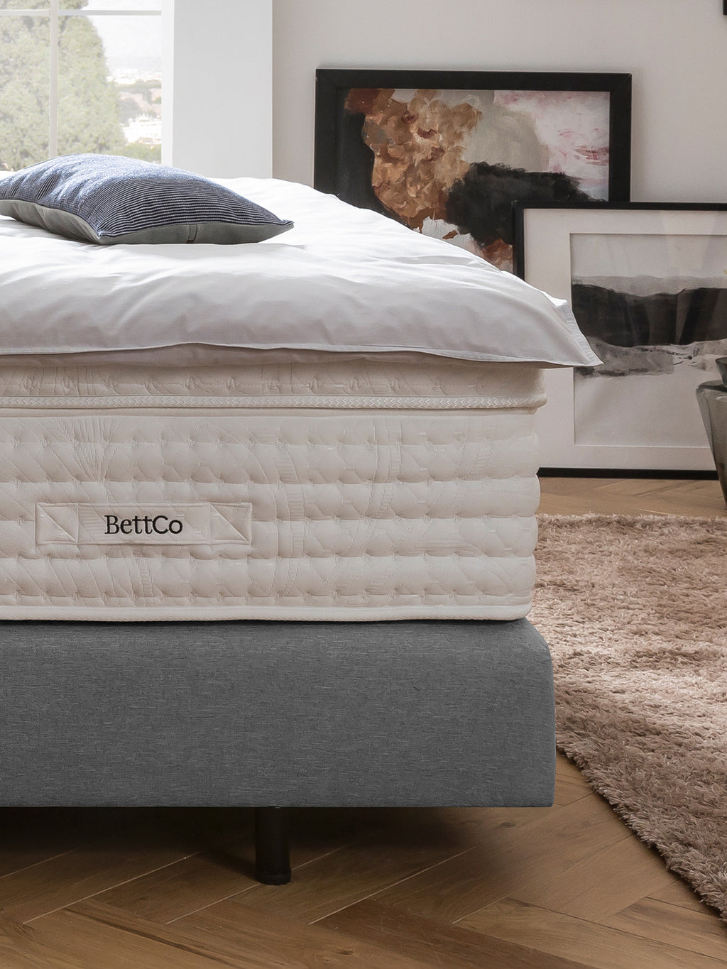 Webstoff Boxspringbett Hellgrau MILANO