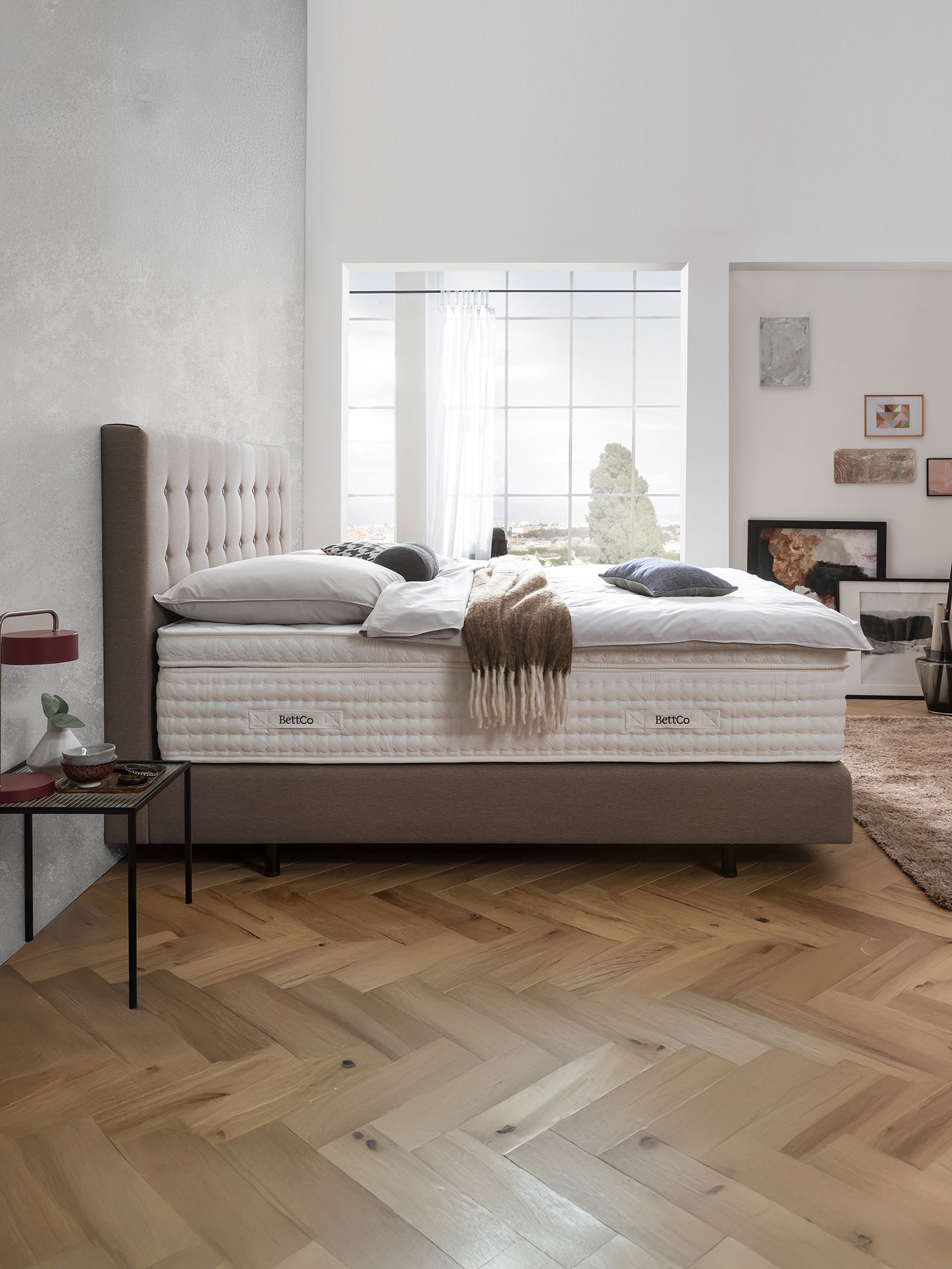 Webstoff Boxspringbett Nougat MILANO
