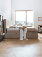 Samt Boxspringbett mit Stauraum Beige MILANO