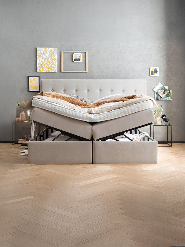 Samt Boxspringbett mit Stauraum Beige MILANO