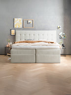 Samt Boxspringbett mit Stauraum Creme MILANO