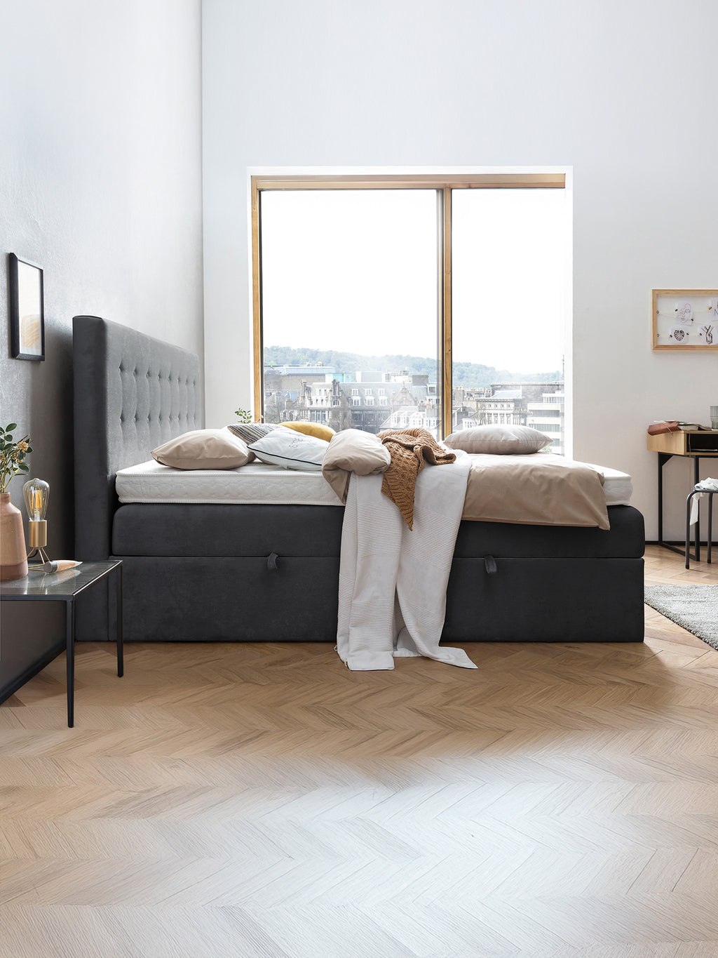 Samt Boxspringbett mit Stauraum Dunkelgrau MILANO