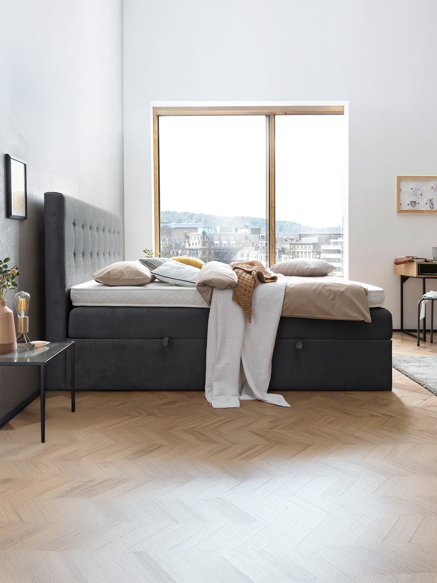 Samt Boxspringbett mit Stauraum Dunkelgrau MILANO