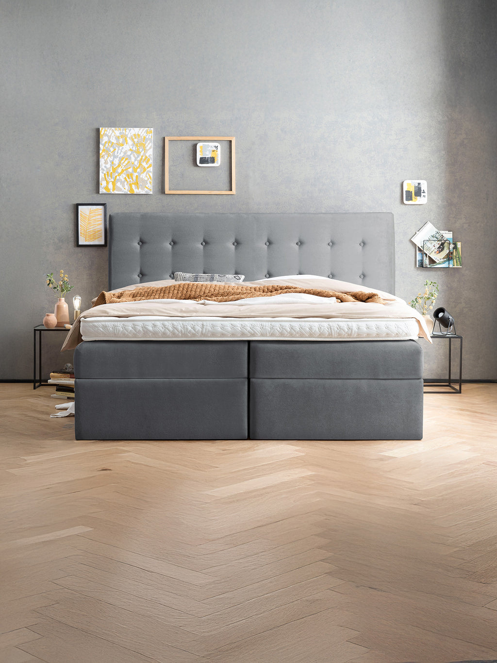 Samt Boxspringbett mit Stauraum Dunkelgrau MILANO