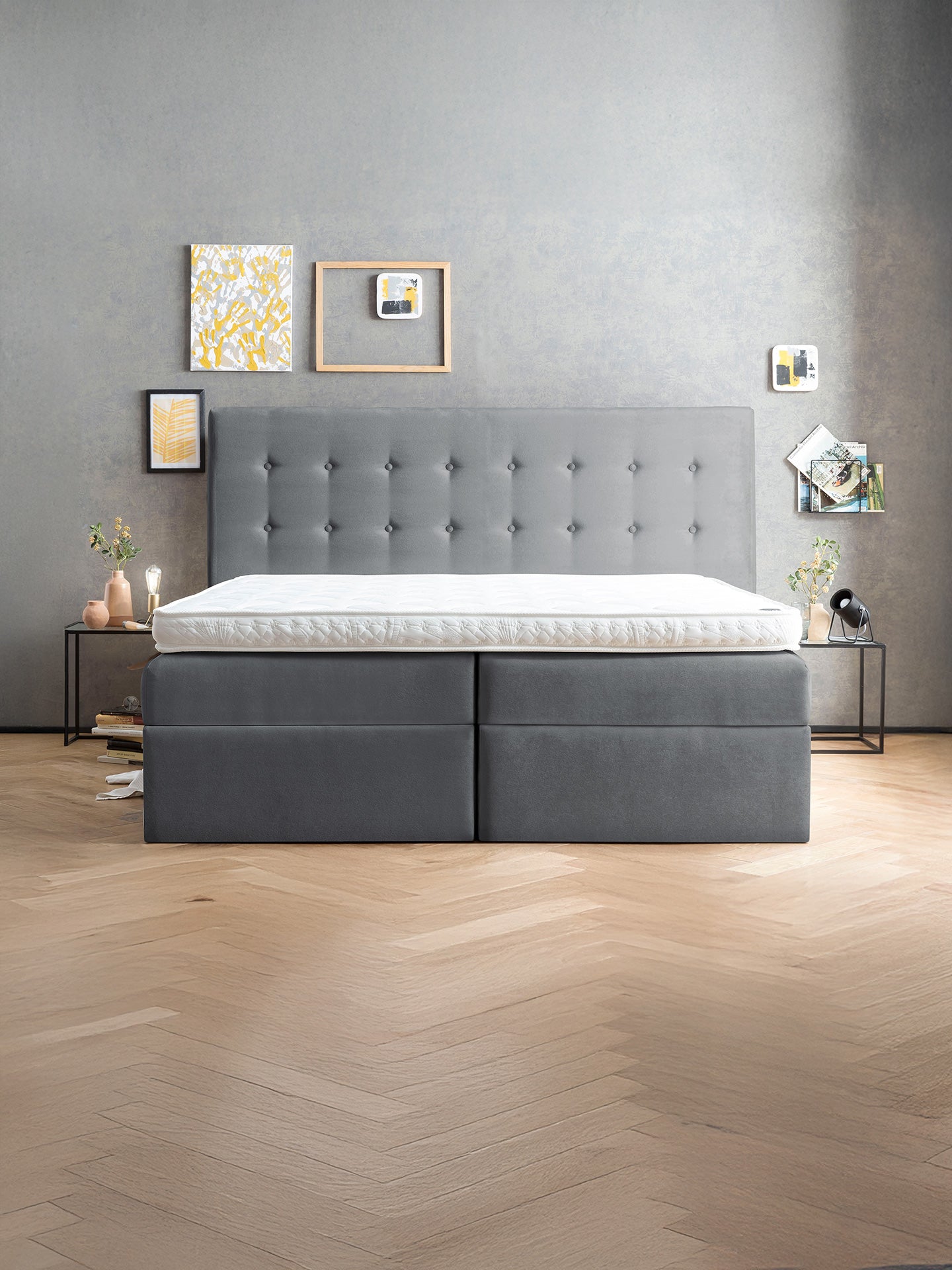 Samt Boxspringbett mit Stauraum Dunkelgrau MILANO