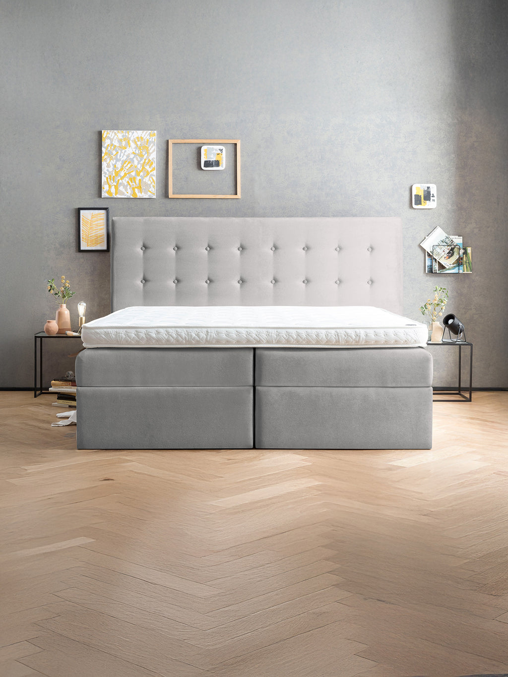 Samt Boxspringbett mit Stauraum Grau MILANO