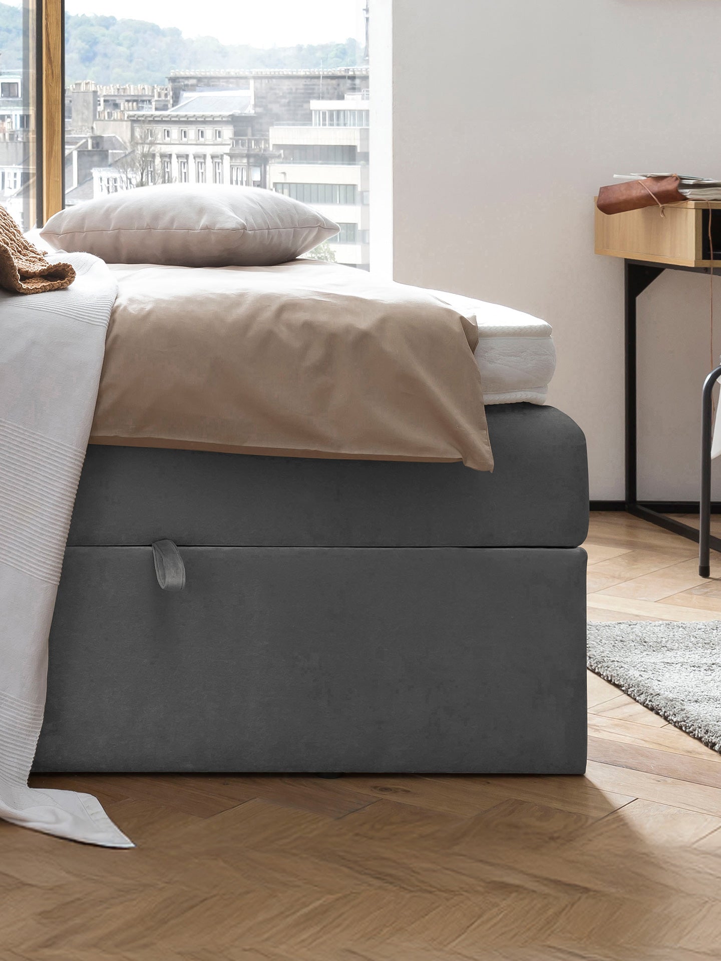 Samt Boxspringbett mit Stauraum Grau MILANO