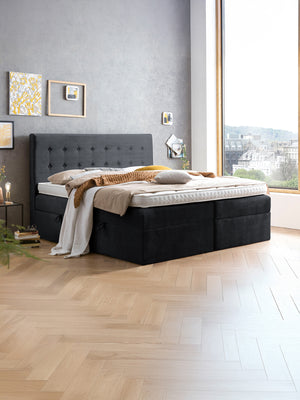Samt Boxspringbett mit Stauraum Schwarz MILANO