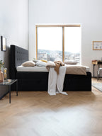 Samt Boxspringbett mit Stauraum Schwarz MILANO