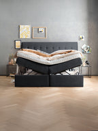 Samt Boxspringbett mit Stauraum Schwarz MILANO