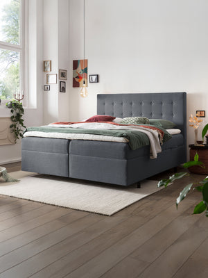 Webstoff Boxspringbett mit Stauraum Anthrazit MILANO