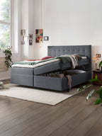 Webstoff Boxspringbett mit Stauraum Anthrazit MILANO
