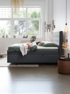 Webstoff Boxspringbett mit Stauraum Anthrazit MILANO