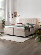 Webstoff Boxspringbett mit Stauraum Beige MILANO