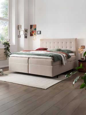 Webstoff Boxspringbett mit Stauraum Beige MILANO