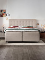 Webstoff Boxspringbett mit Stauraum Beige MILANO