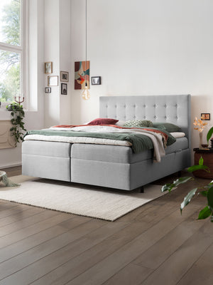 Webstoff Boxspringbett mit Stauraum Hellgrau MILANO