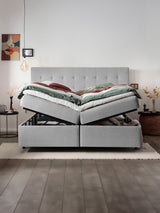 Webstoff Boxspringbett mit Stauraum Hellgrau MILANO