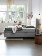 Webstoff Boxspringbett mit Stauraum Hellgrau MILANO