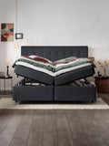 Webstoff Boxspringbett mit Stauraum Schwarz MILANO