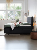 Webstoff Boxspringbett mit Stauraum Schwarz MILANO