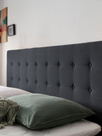 Webstoff Boxspringbett mit Stauraum Schwarz MILANO