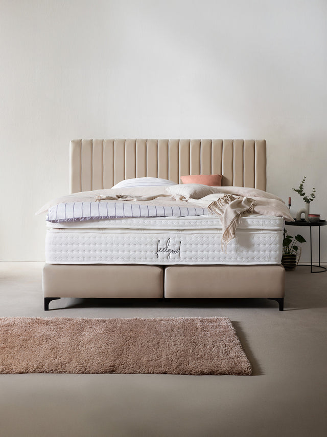 Samt Boxspringbett Beige PARIS