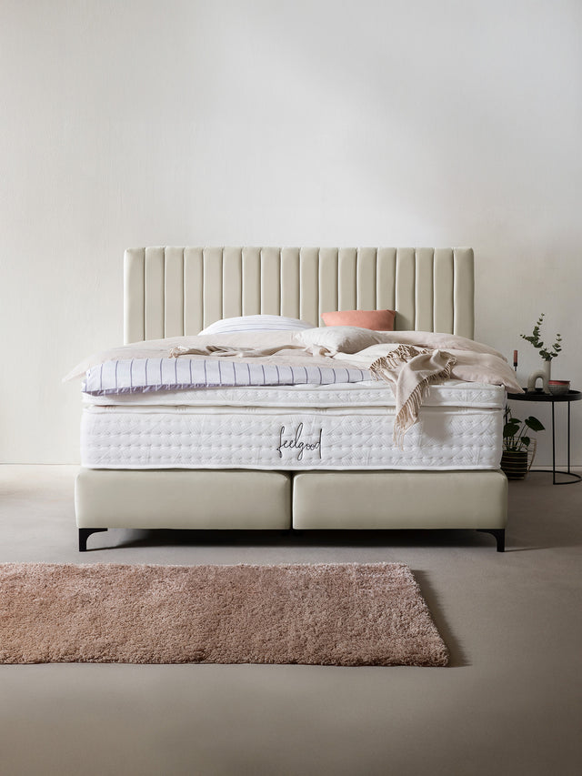 Samt Boxspringbett Creme PARIS