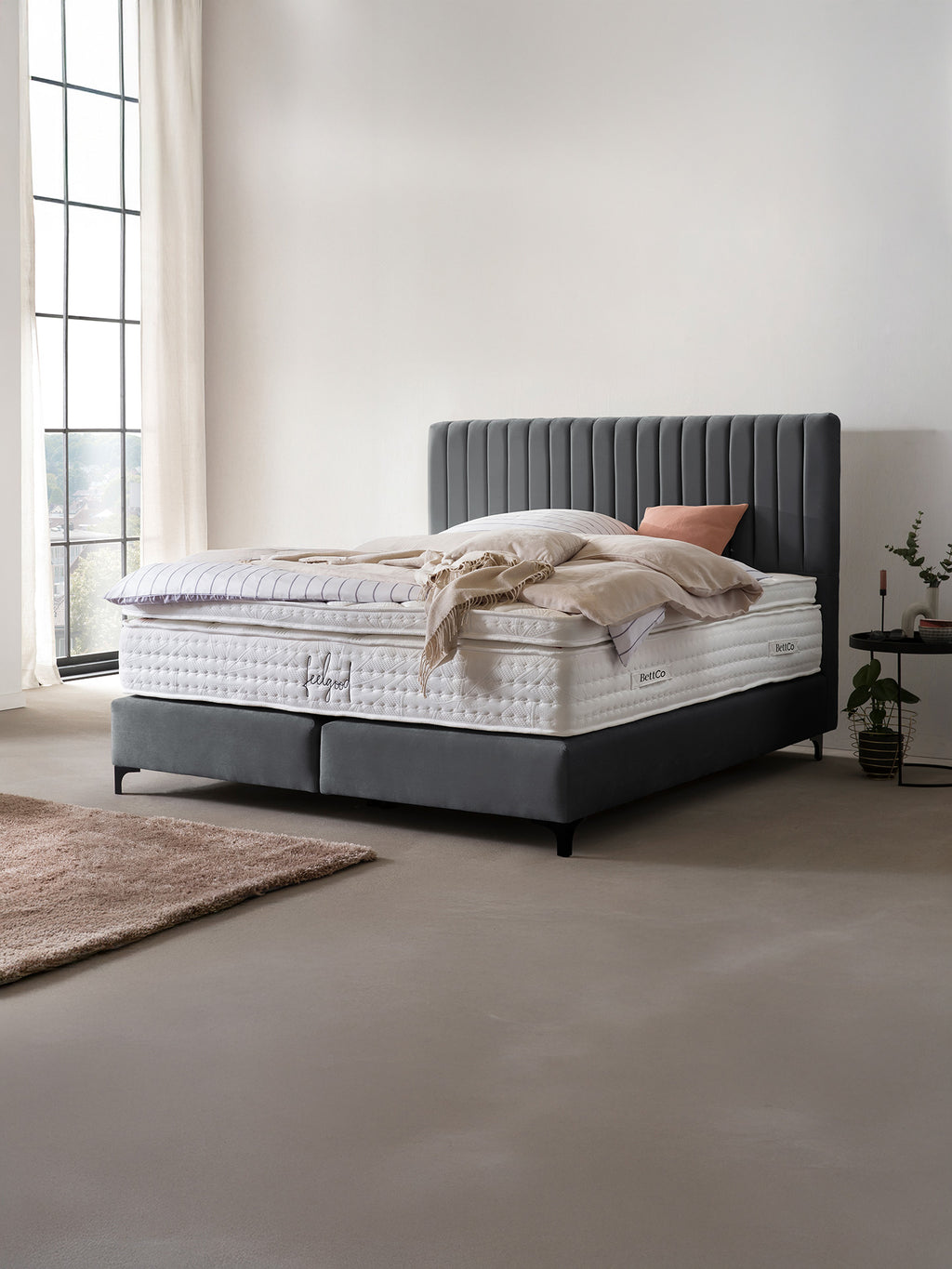 Samt Boxspringbett Dunkelgrau PARIS