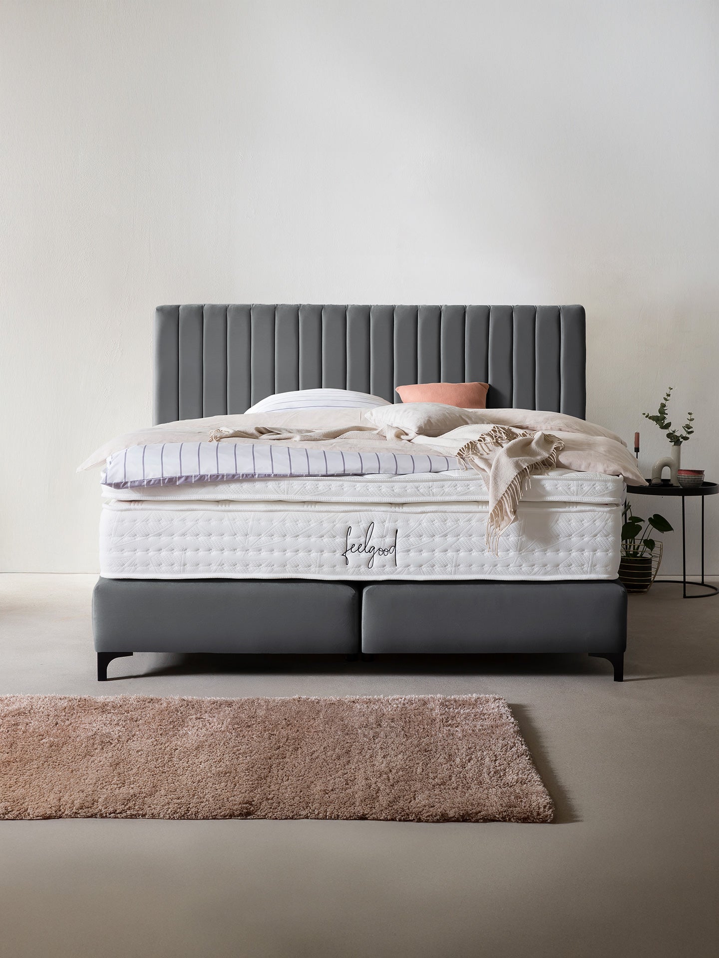 Samt Boxspringbett Dunkelgrau PARIS