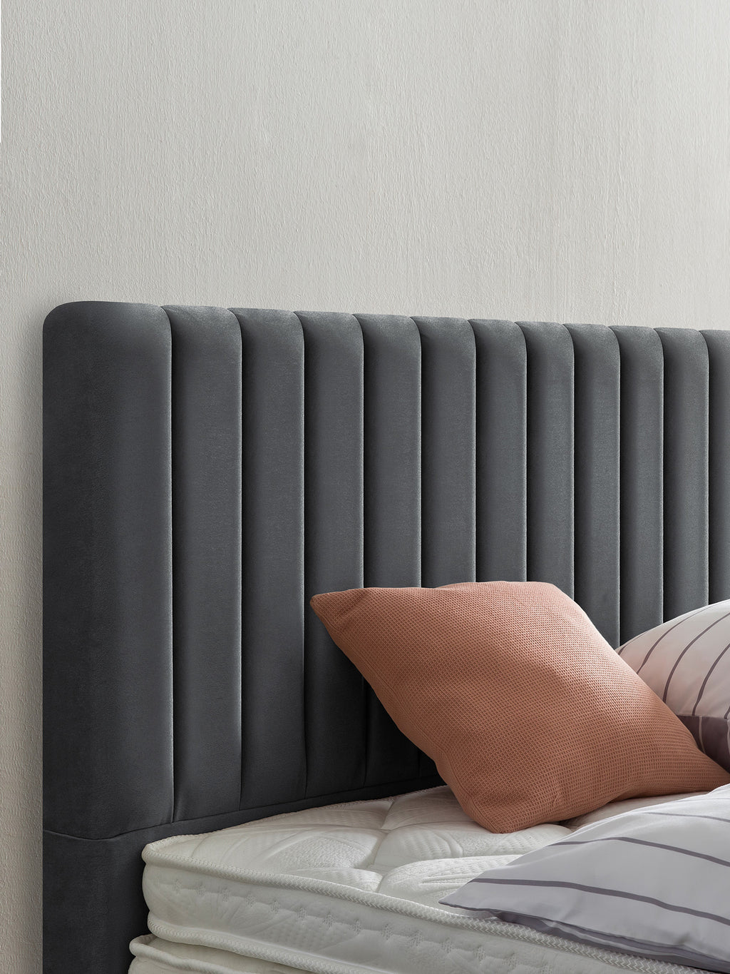 Samt Boxspringbett Dunkelgrau PARIS