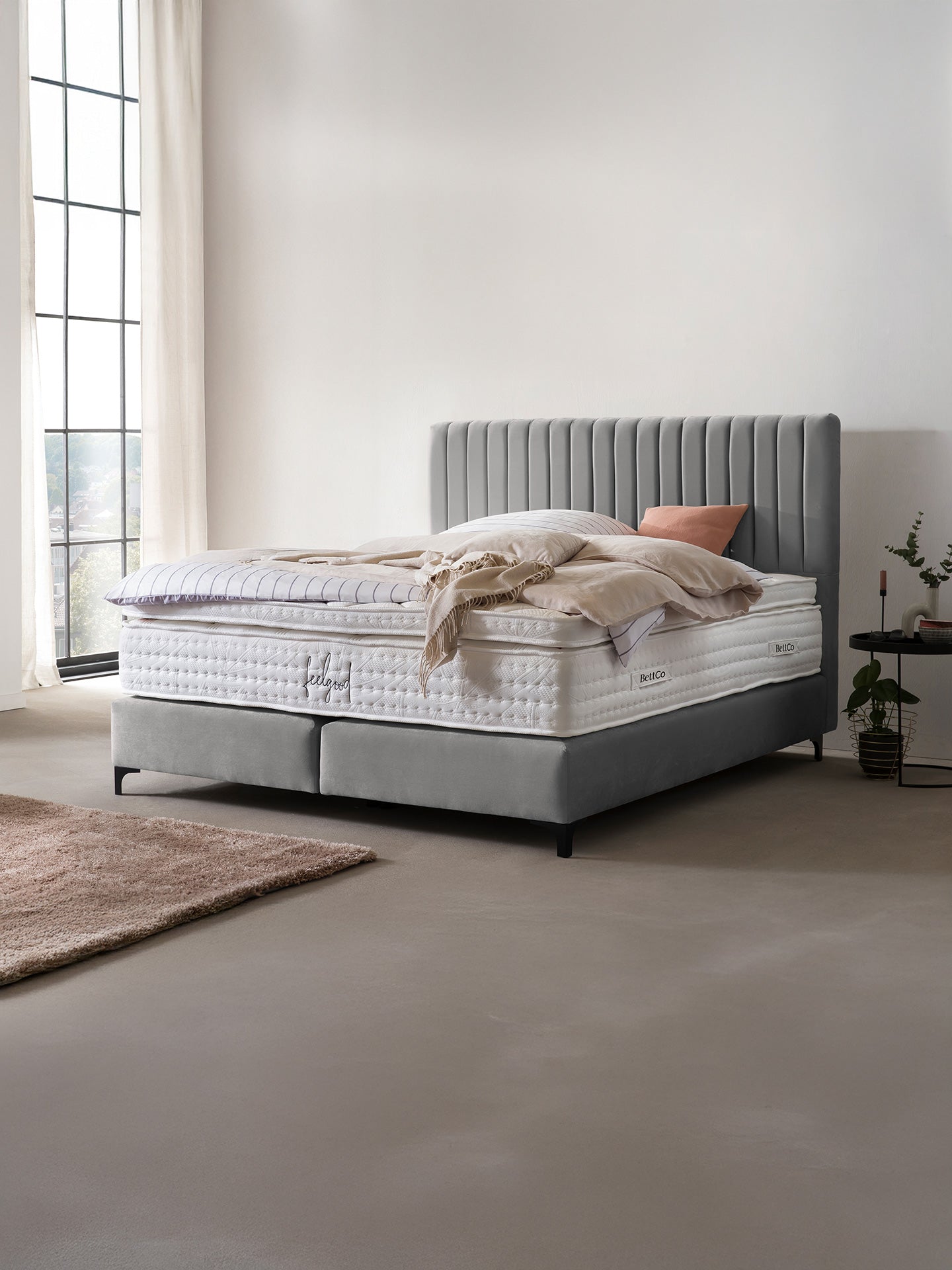 Samt Boxspringbett Grau PARIS