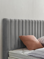 Samt Boxspringbett Grau PARIS