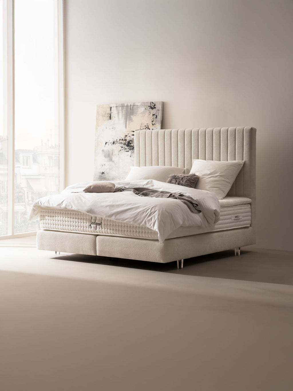 Teddy-Bouclé Boxspringbett Altweiß PARIS Special Edition