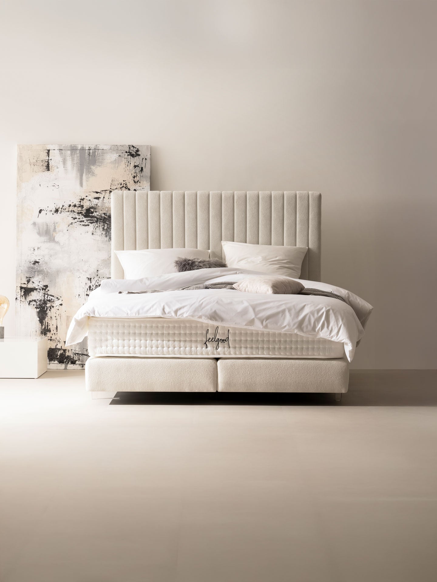 Teddy-Bouclé Boxspringbett Altweiß PARIS Special Edition