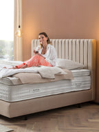 Velours Boxspringbett Creme PARIS