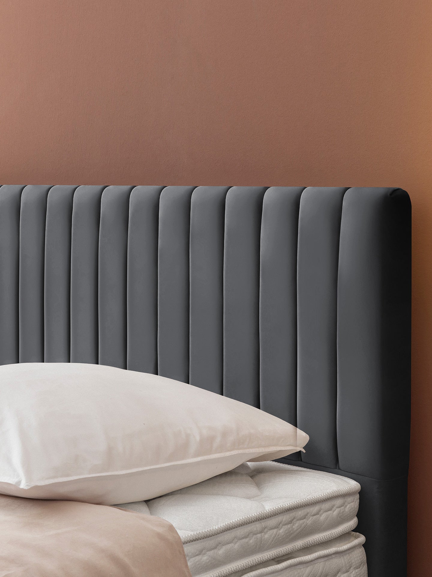 Velours Boxspringbett Dunkelgrau PARIS