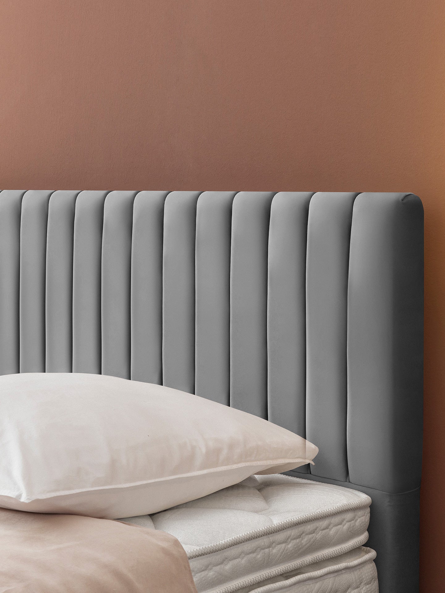 Velours Boxspringbett Grau PARIS