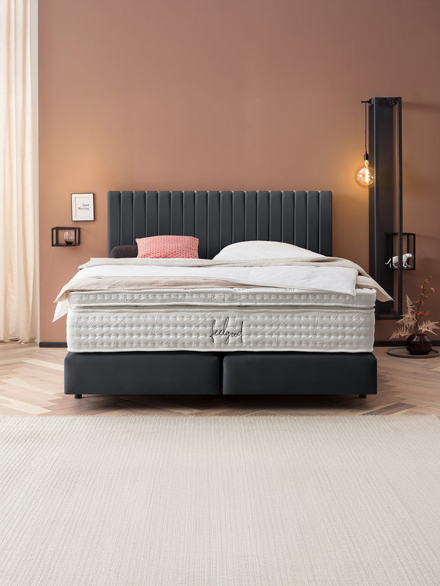 Velours Boxspringbett Schwarz PARIS