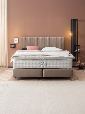 Velours Boxspringbett Taupe PARIS