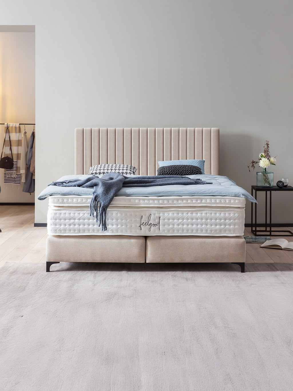 Webstoff Boxspringbett Beige PARIS