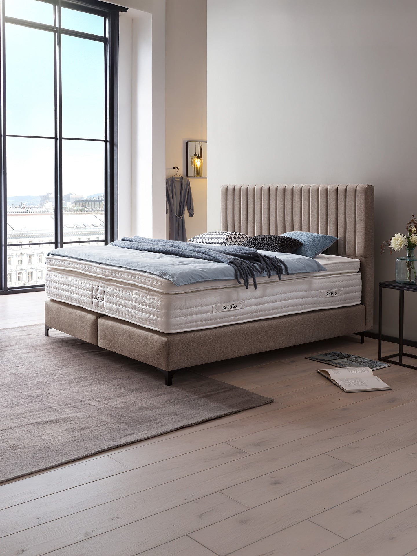 Webstoff Boxspringbett Nougat PARIS