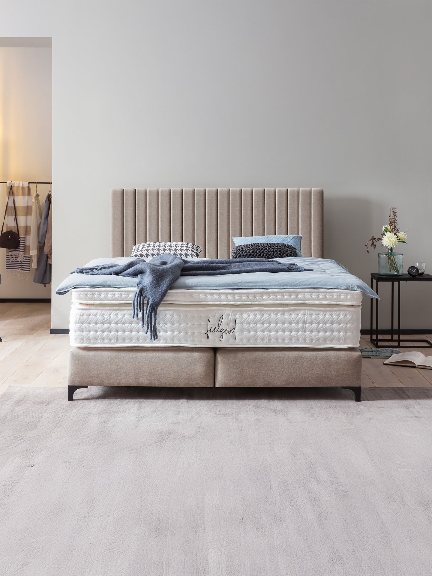 Webstoff Boxspringbett Nougat PARIS